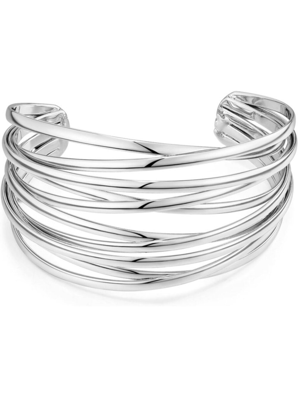 Women's Wide Wire Silver Chunky Gold MultiLayer Wire Cuff Adjustable Bracelet